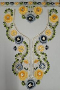 ผ้าคอปกแบบตาข่ายที่งดงามมีงานปักและเลื่อมสำหรับชุดอินเดียชุดเสื้อส่าหรีและใช้ Kurtis - Product Image 4