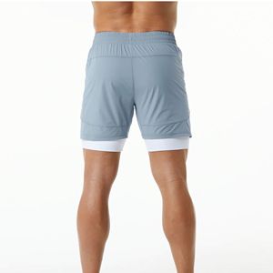 Smoother and Softer 80% Nylon 20% Elastane Fog Blue Mens Compression Lined Woven Training <b>Short</b> with Front <b>Slip</b> Pockets - Product Image 4