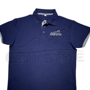 Polos azul marino para hombre 100% algodón manga corta Polo Rider estilo personalizado logotipo bordado Premium OEM proveedor Polo Tees - Product Image 4
