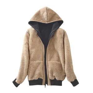 Sweat à capuche pour femme Polaire Doublé Solide Sweatshirts Automne Hiver Loose Drawstring Sweatshirt Coat Outwear Parka Warm Hooded Coat - Product Image 3