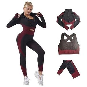 Conjunto Deportivo de 3 Piezas para Mujer, Leggings Moldeadores, Sujetador Deportivo y Chaqueta Corta - Product Image 3