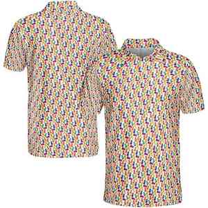 Polo en coton piqué personnalisé avec motif d'ours de dessin animé, vêtements de rue décontractés pour hommes, coupe régulière, impression de logo, cadeaux en gros - Product Image 1