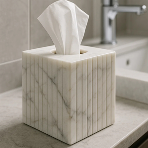 Boîte à mouchoirs en marbre blanc naturel faite à la main de luxe moderne haute demande porte-mouchoirs décoratifs vente en gros d'usine pour Global - Product Image 5