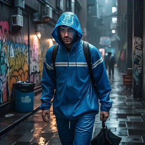 Imperméable Coupe-Vent Zip-Up Survêtement Nylon Capuche Veste Pantalon Ensembles Hommes Pluie Coupe-Vent Survêtement Hommes - Product Image 2