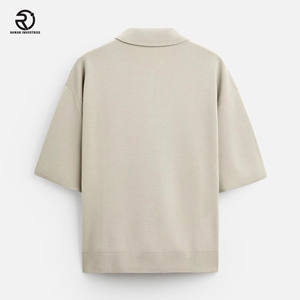 Chemises polo en tricot pour hommes en coton biologique personnalisé de couleur unie, demi-fermeture éclair, fabricant en gros pour hommes - Product Image 3