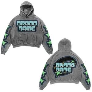 Nueva llegada Logotipo de diseño personalizado moda Hip Hop Vintage piedra lavada Chenille Distress apliques bordado Crop Hoodie - Product Image 2