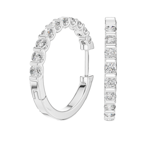 ต่างหูเพชรทรงห่วง 0.6 กะรัต คุณภาพ VVS-VS ระดับความใส EF  ทอง 18KT, 14KT, 10KT และเงิน 925  มีตัวเลือกเพชรโมอิสซาไนต์ สีโรสโกลด์, สีเหลือง - Product Image 1