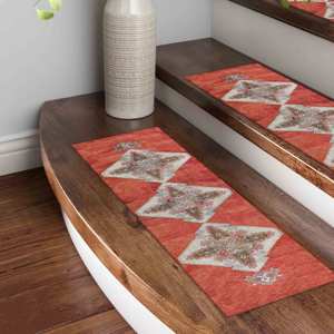 Tapis rouge, tapis au design Kilim, tapis à motifs ethniques, tapis imprimé - Product Image 3