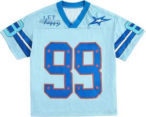 T-shirt surdimensionné à col en V pour hommes Y2K Streetwear Baggy Jersey Impression DTF personnalisée disponible - Product Image 1