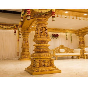 Nouvel Arrivage : Ensemble de Mandap Doré en Fibre, Style Temple Traditionnel, pour Mariage Sud-Indien, avec Manavarai et Balaji Sculptés avec des Motifs Complexes - Product Image 2