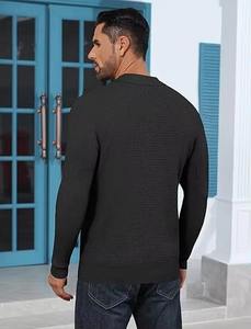 Pull-over à col en tricot côtelé décontracté pour hommes Chemises de golf à manches longues pour pull polo Pull texturé gaufré Variantes de taille - Product Image 4