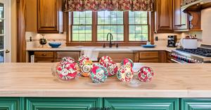 Ornate Red Floral <b>Ceramic</b> <b>Knobs</b> Hand Painted Pulls for Cabinets & Cupboards for Bedroom Bathroom Living Room - Product Image 2