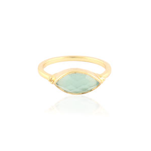 Bijoux de mode en forme de Marquise, pierre précieuse Aqua calcédoine, anneaux de déclaration, plaqué or, ensemble de pinces, bague empilable, taille 8US - Product Image 1