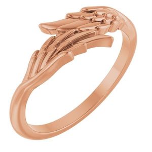 Rose Gold 18K Plated Angel Wings Cluster <b>Ring</b> Fashionable Trendy Eternity Inlay with Christian Religious Theme Perfect Gift - Product Image 1