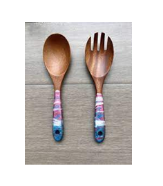 Cuillère en bois et résine Serveur à salade Poignée en résine Ustensiles de cuisine Outils à salade en bois au meilleur prix de gros - Product Image 6