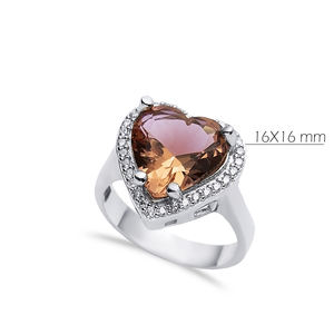 Anillo de sultanita con corte de corazón, diseño de Halo romántico, anillo de amor con cambio de Color chapado en rodio, venta al por mayor, joyería de plata de ley 925 - Product Image 2
