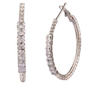 Hoop <b>Earring</b> Indian Manufacture Jewellery Trendy CZ Crystal Bridal Wedding Dangle <b>Earring</b> Jewelry for Women Girls, <b>Silver</b> - Product Image 1