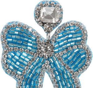 <b>Blue</b> Bow <b>Earrings</b> Rhinestone Detailing Handmade Jewelry Seed Bead Embroidery Bridal Party Fashion Accessories Custom Export - Product Image 2
