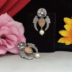 Green Oxidised Coloured Fashion <b>Stud</b> <b>Earrings</b> for Women Elegant Stone <b>Studs</b> for Everyday Outfits Versatile for <b>Girls</b> - Product Image 3