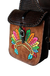 Bolsas de sillín de salto ecuestre de cuero genuino de alta calidad, ropa de equitación occidental mecanizada a mano para caballos - Product Image 3