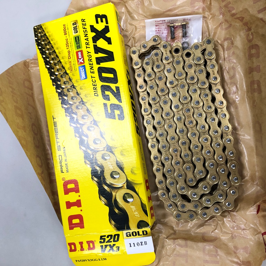 Japan DID 520VX3 X 110ZB Altın Zincir, X-Ring Özellikli