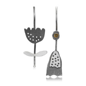 Pendientes de Plata de Ley 925 con Diseño de Tulipán Hechos a Mano para Mujer, Estilo Vintage Oxidado, Joyería THEIA - Product Image 1