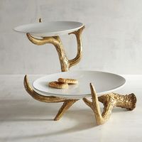 Table à manger décorative en marbre à 2 niveaux avec support doré en forme de courbe, support à cupcakes en métal de haute qualité, décoration d'intérieur