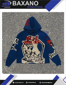 Sweat à capuche Hell Bound Graphic Winter Hoodie Coupe Classique Streetwear Pull-over Bleu Imprimé Gothique Y2K Logo Personnalisé - Product Image 4