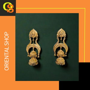 Low Prices <b>Earrings</b> Set with Traditional Designed 22CT Gold Plated Jhumka Style <b>Earrings</b> Jewelry for Women Wear - Product Image 2