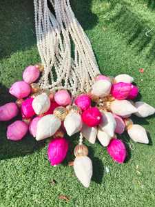 ลูกปัดห้อยประดับผนังไข่มุกหนา6ฟุตพร้อมพวงมาลัยดอกบัวไม้โซล่าไม้บัวสำหรับตกแต่ง pellikooturu ดูเหมือนผีเสื้อ - Product Image 3