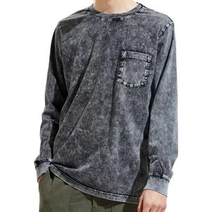 Vente en gros de t-shirts vierges respirants 100% coton à manches courtes surdimensionnés délavés à l'acide pour hommes vêtements vintage délavés à l'acide - Product Image 5