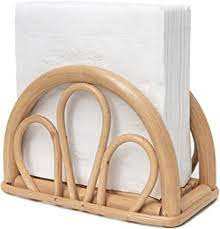 Porte-serviettes en bambou vintage avec base en bois et acier pour la maison et la table de fête rangement cuisine salle à manger décor - Product Image 5