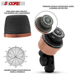 ไมโครโฟนกลองเบส 5 คอร์ แบบ XLR ไดนามิก คาร์ดิออยด์ เสียงเบสหนักแน่น ระดับมืออาชีพ โครงสร้างโลหะ - Product Image 6