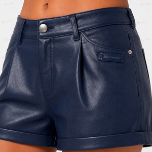 Shorts pour femme Tiierwear taille mi-haute en similicuir PU imperméable, respirant, coupe-vent, écologique, style streetwear, couleur unie, fermeture boutonnée - Product Image 6