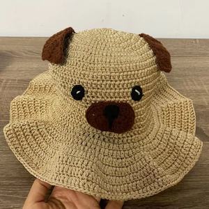 Custom Hand Knitted Crochet Bucket Hat Featuring Animation Character Style with Strawberry Frog Pig <b>Dog</b> Bows Cartoon Patterns - Product Image 2