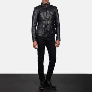 Chaqueta de Cuero Vacuno Genuino Germain en Negro, Reversible y con Cierre, Impermeable y Bordada, Tallas de la XS a la 6XL - Product Image 4