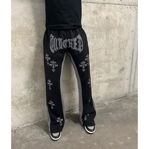 Pantalons de survêtement personnalisés avec strass Vêtements personnalisés pour hommes Jogger 2 pièces pour hommes Ensembles de deux pièces pour hommes Pantalons de survêtement en molleton Vente en gros - Product Image 2