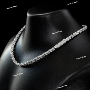 Oval Cut Diamond <b>Tennis</b> Neckless Iced Out <b>Silver</b> Tone Luxury Hip Hop Bling Jewelry For Men And Women Statement Neckless Gift - Product Image 4