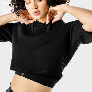 Ropa de calle con logotipo personalizado de alta calidad, Top corto con capucha para mujer, ropa informal recortada, prendas de vestir a la moda, sudadera con capucha para mujer - Product Image 4