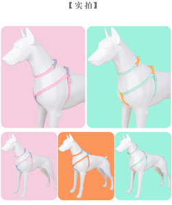 3 piezas rosa púrpura naranja azul colores enfrentados arnés de collar de perro de poliéster con correas para perros - Product Image 2