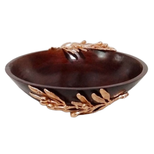 Cuenco de comida de madera Natural Vintage hecho a mano, cuenco para servir con acento dorado, decoración moderna para el hogar, cuenco de frutas secas, cocina, boda - Product Image 2