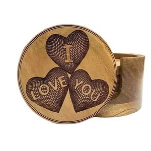 Sous-verres en bois absorbants par sublimation avec support Vaisselle Sous-verres en bois antidérapants Sous-verres résistants à la chaleur de style vintage - Product Image 6