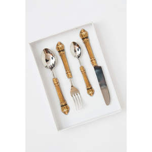 ชุดรับประทานอาหารสไตล์อเมริกันที่เป็นมิตรกับสิ่งแวดล้อมสูงทำจากสเตนเลสสตีลสีทองมีที่จับสองชิ้นสีเงินสำหรับงานเลี้ยง - Product Image 3