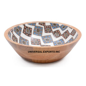 Diseñador de madera Cuenco de chocolate Buena calidad Hecho a mano Cuenco dulce Diseño Meena Venta al por mayor Nuevo Cuenco de madera para servir - Product Image 1