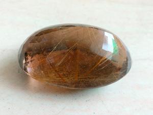 Piedra preciosa suelta ovalada facetada rutilo dorado natural de gran tamaño (Corte de altura de 40mm) para colgantes para hacer joyas - Product Image 3