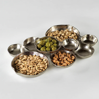 Plateau alimentaire écologique en aluminium à 9 compartiments Vaisselle de mariage Plat de service en grappe Plateau de centre de table Bols de Noël
