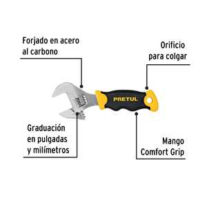 Chiave regolabile (chiave corta) 6 'cromata con impugnatura, Pretul - Product Image 3