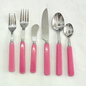 Ensemble de 4 couverts en acier inoxydable crème à manche rond cuillère couteau fourchette utilisé dans la cuisine table plaqué argent fini - Product Image 2