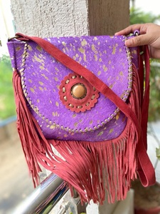 Sac à franges en cuir bohème, sac à main à franges en cuir imprimé Animal, sacs à bandoulière - Product Image 2