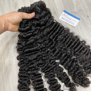 Extensiones de cabello Remy vietnamita virgen de tendencia caliente Paquetes de trama rizados birmanos crudos Extremos de cabello dibujados dobles - Product Image 5